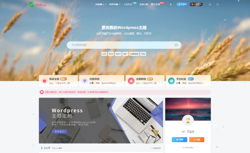 最火的Zibll/子比主题V7.3版本/纯版/全部打包版本